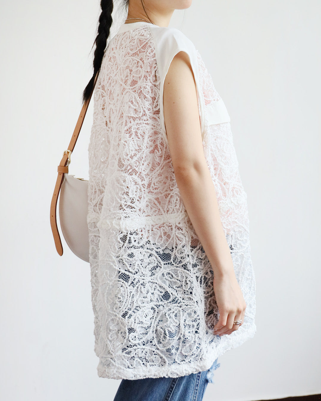 Japan Brand - Rope Embroidery Lace Drawstring Vest