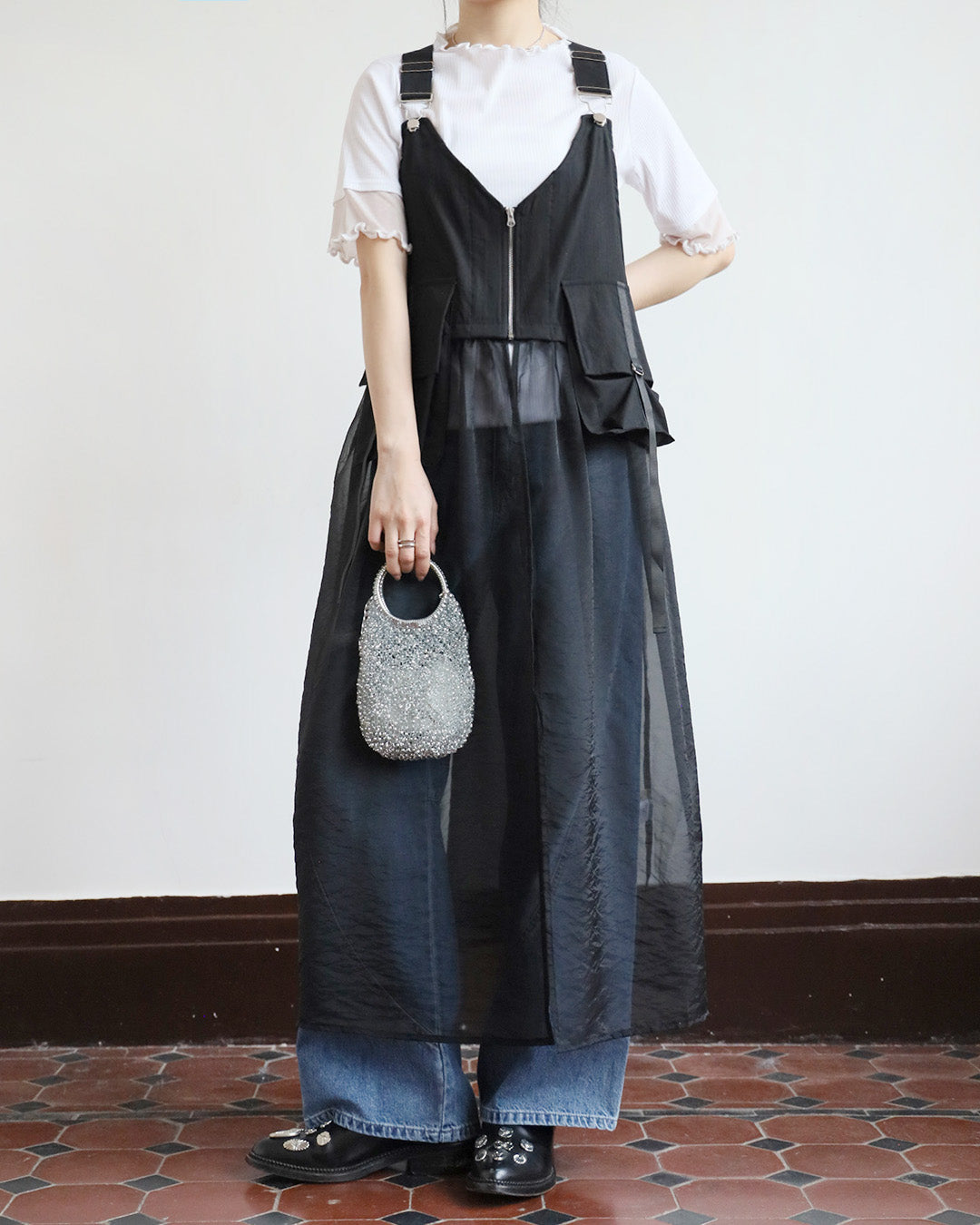 Japan Brand - Pinafore Mesh Layer Dress