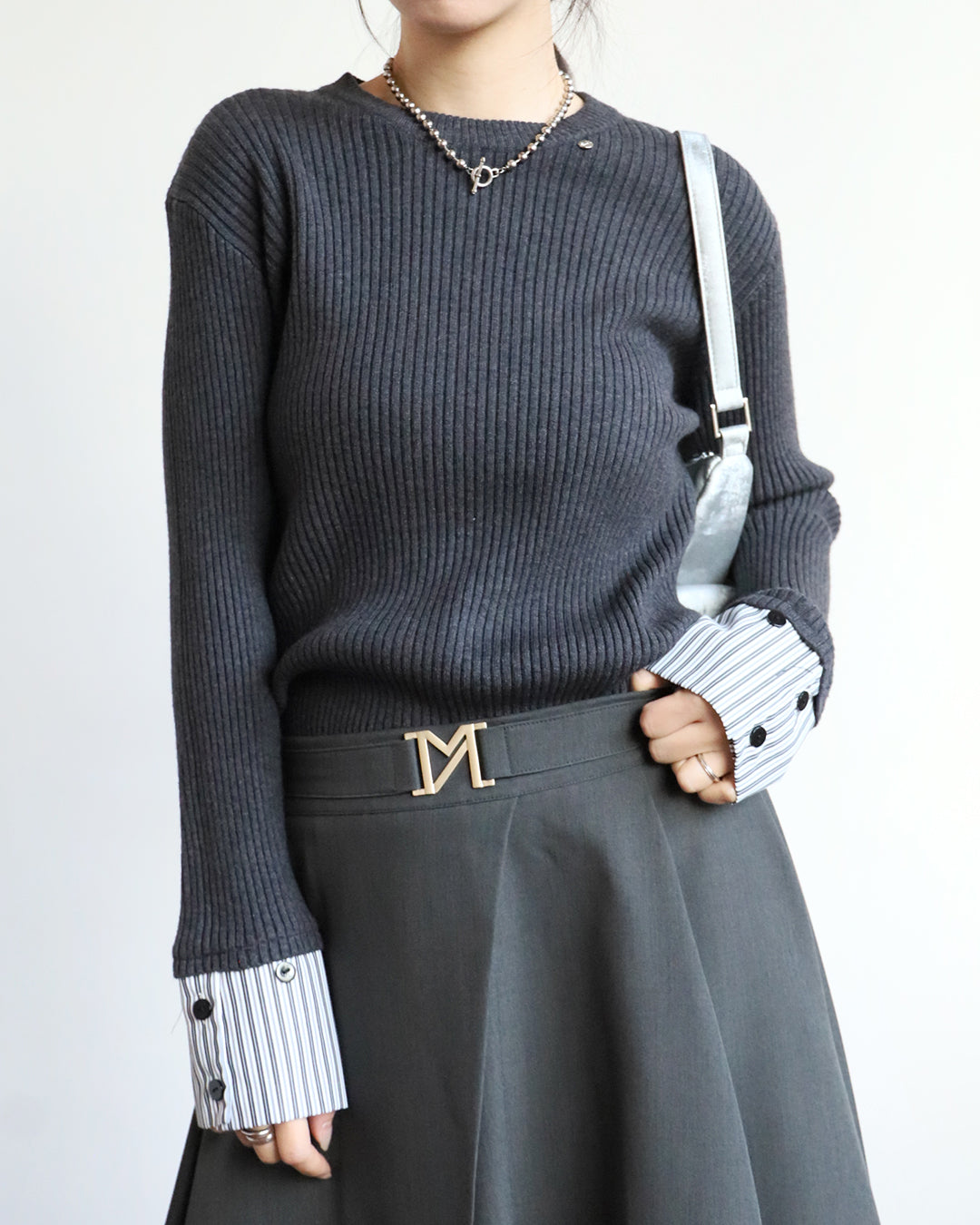 Striped Cuff Knit Top (3 color)