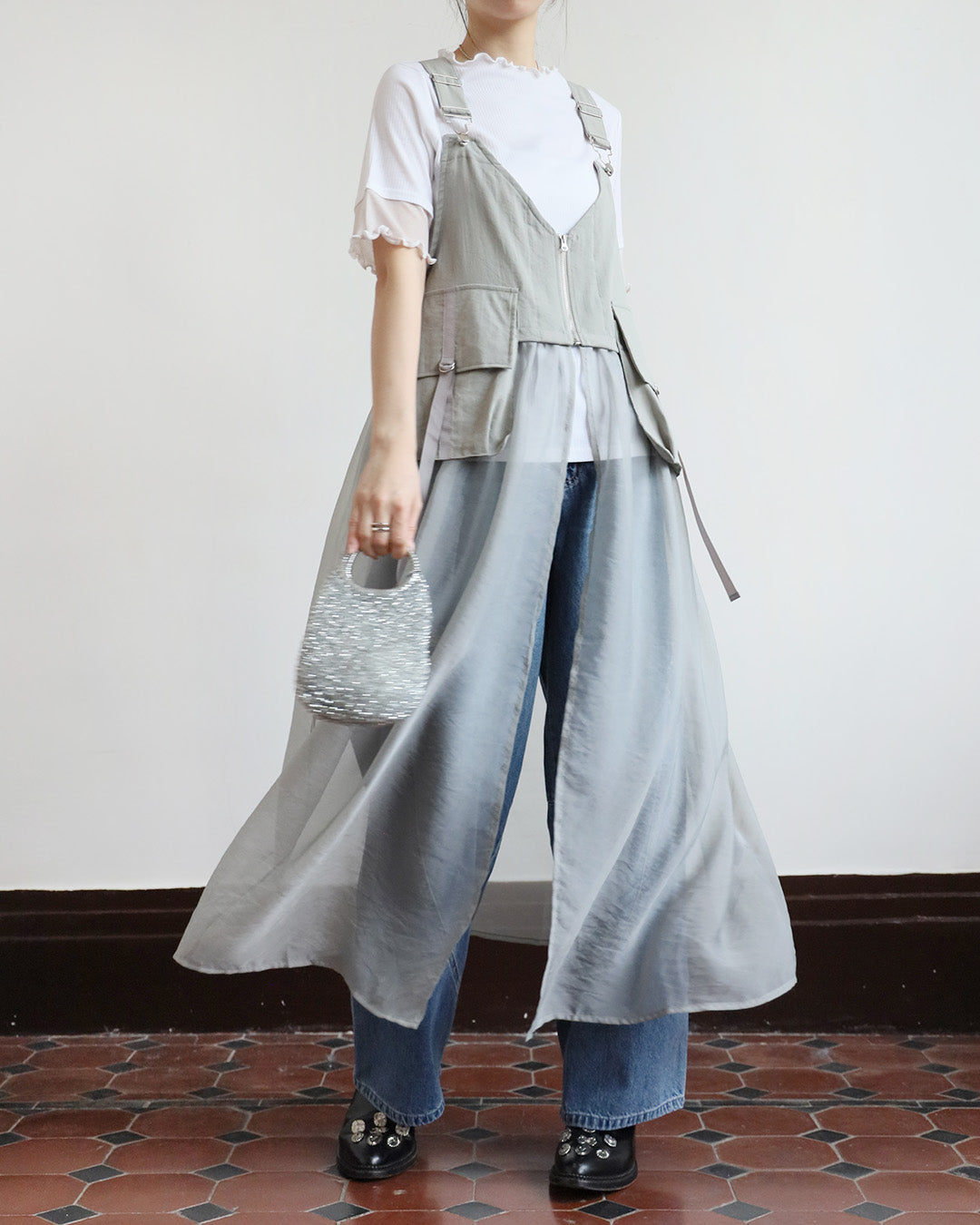 Japan Brand - Pinafore Mesh Layer Dress