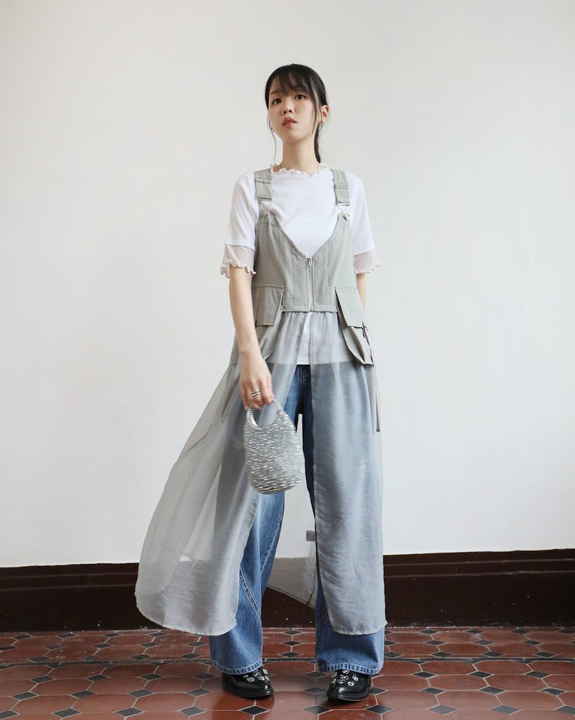 Japan Brand - Pinafore Mesh Layer Dress
