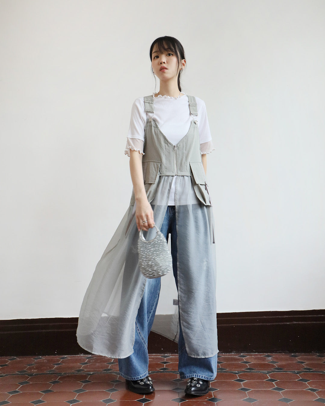 Japan Brand - Pinafore Mesh Layer Dress
