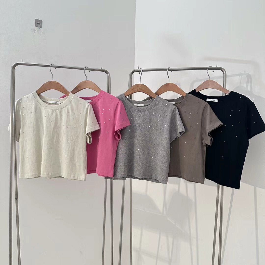 Pearl Embellished Tee (5 color)
