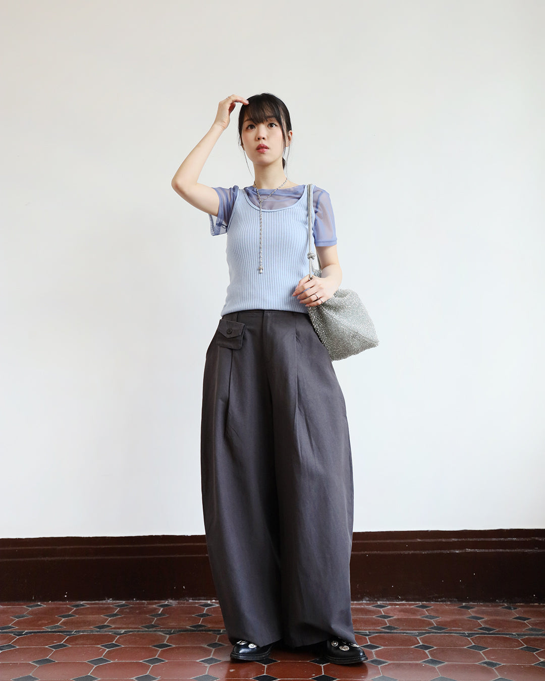Wide Leg Pants w/ Micro Waist Bag (2 colors)