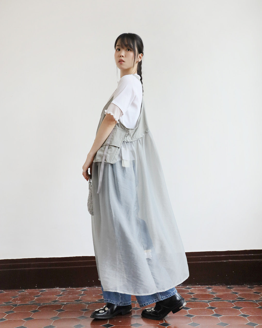 Japan Brand - Pinafore Mesh Layer Dress
