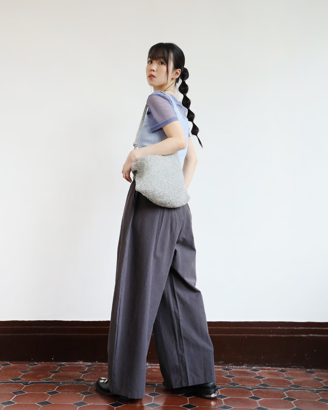 Wide Leg Pants w/ Micro Waist Bag (2 colors)