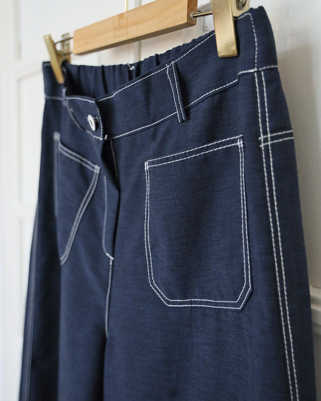 Contrast Stitch Front Pockets Pants (Size S-L)