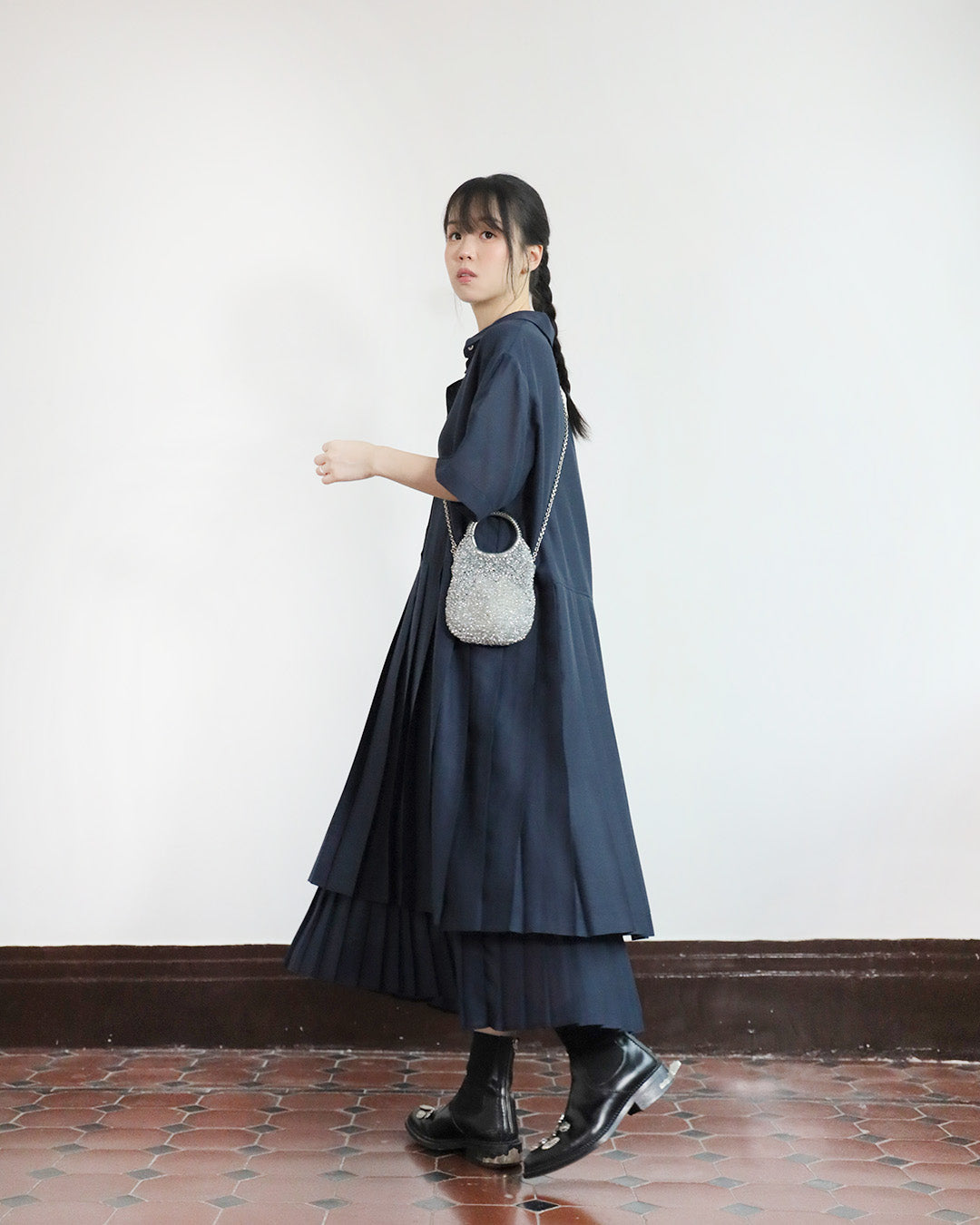 Pleated Layer Shirt Dress