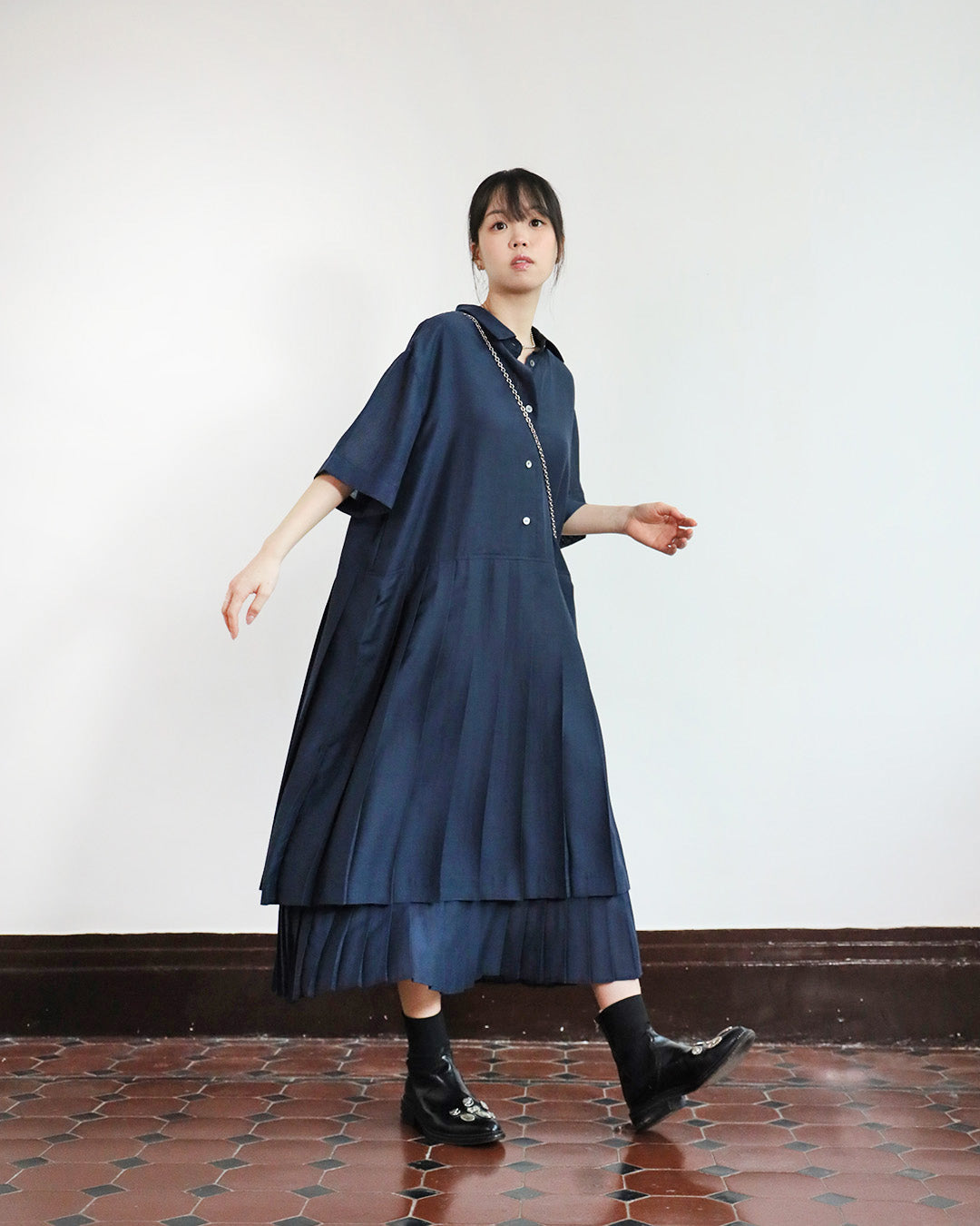 Pleated Layer Shirt Dress