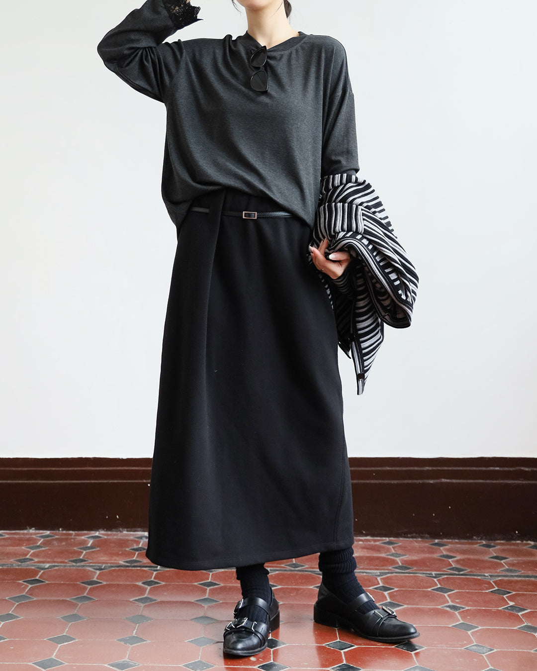 Sweat Skirt w/ Belt (3 color)