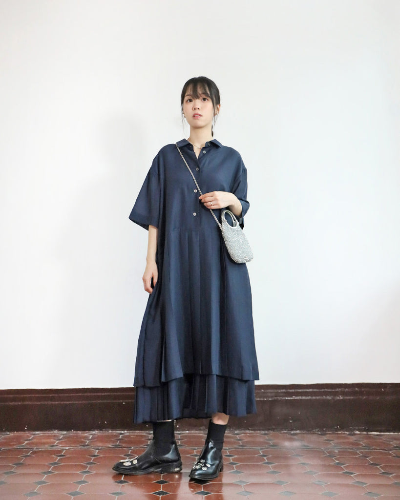 Pleated Layer Shirt Dress