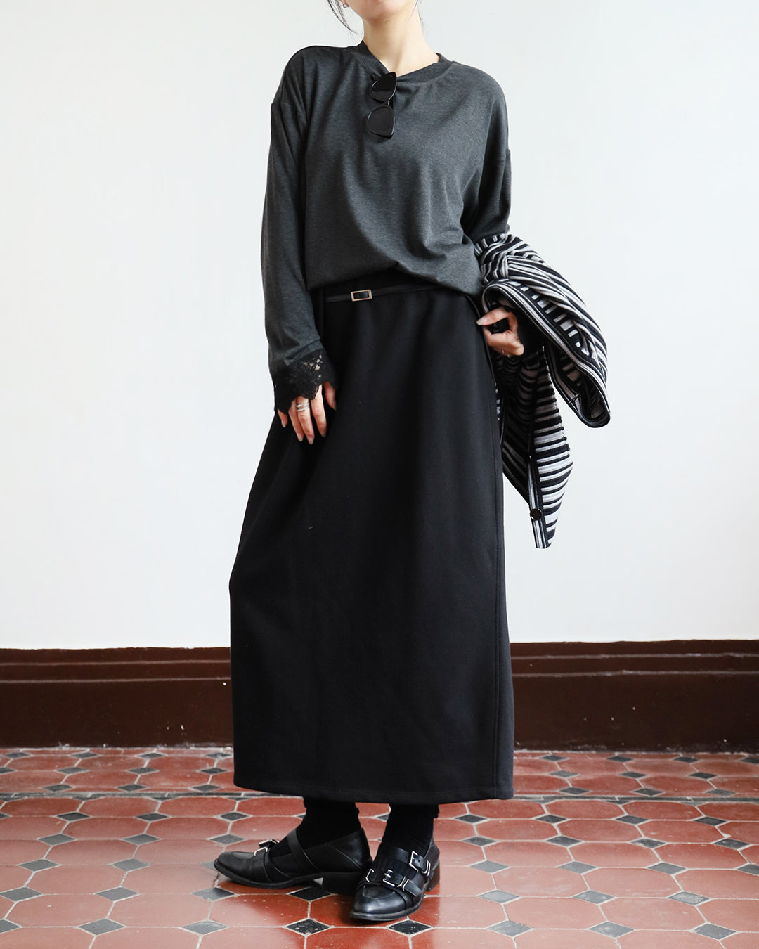 Sweat Skirt w/ Belt (3 color)