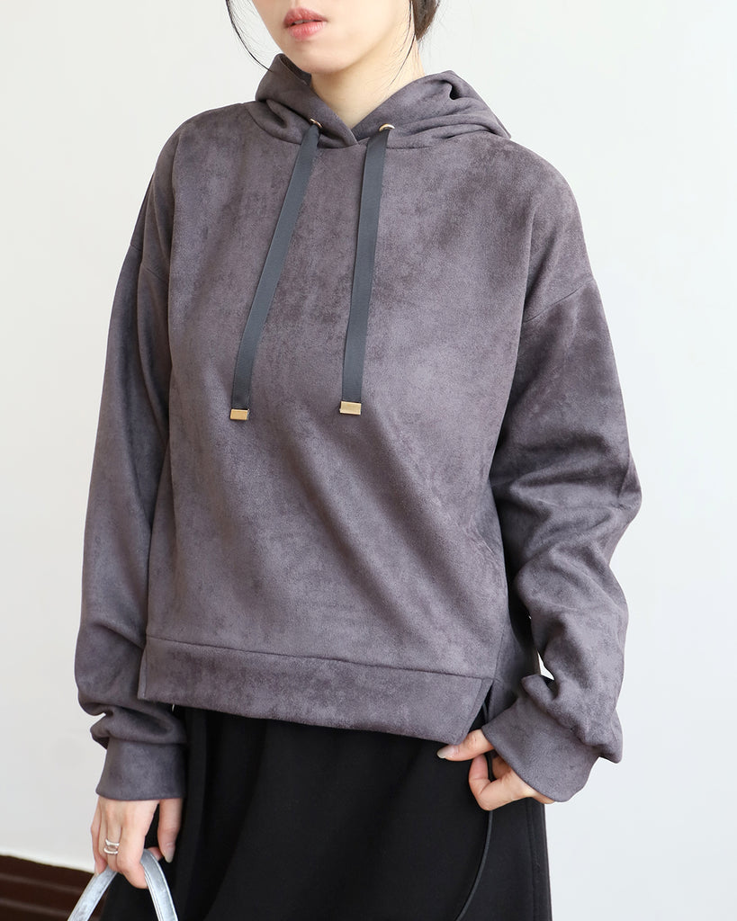 Japan Brand - Faux Suede Hooded Top (3 colors)