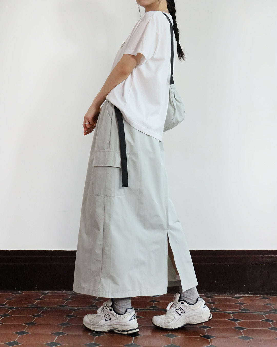 Embroidered Tee + Cargo Skirt + Bag (Set) (2 colors)