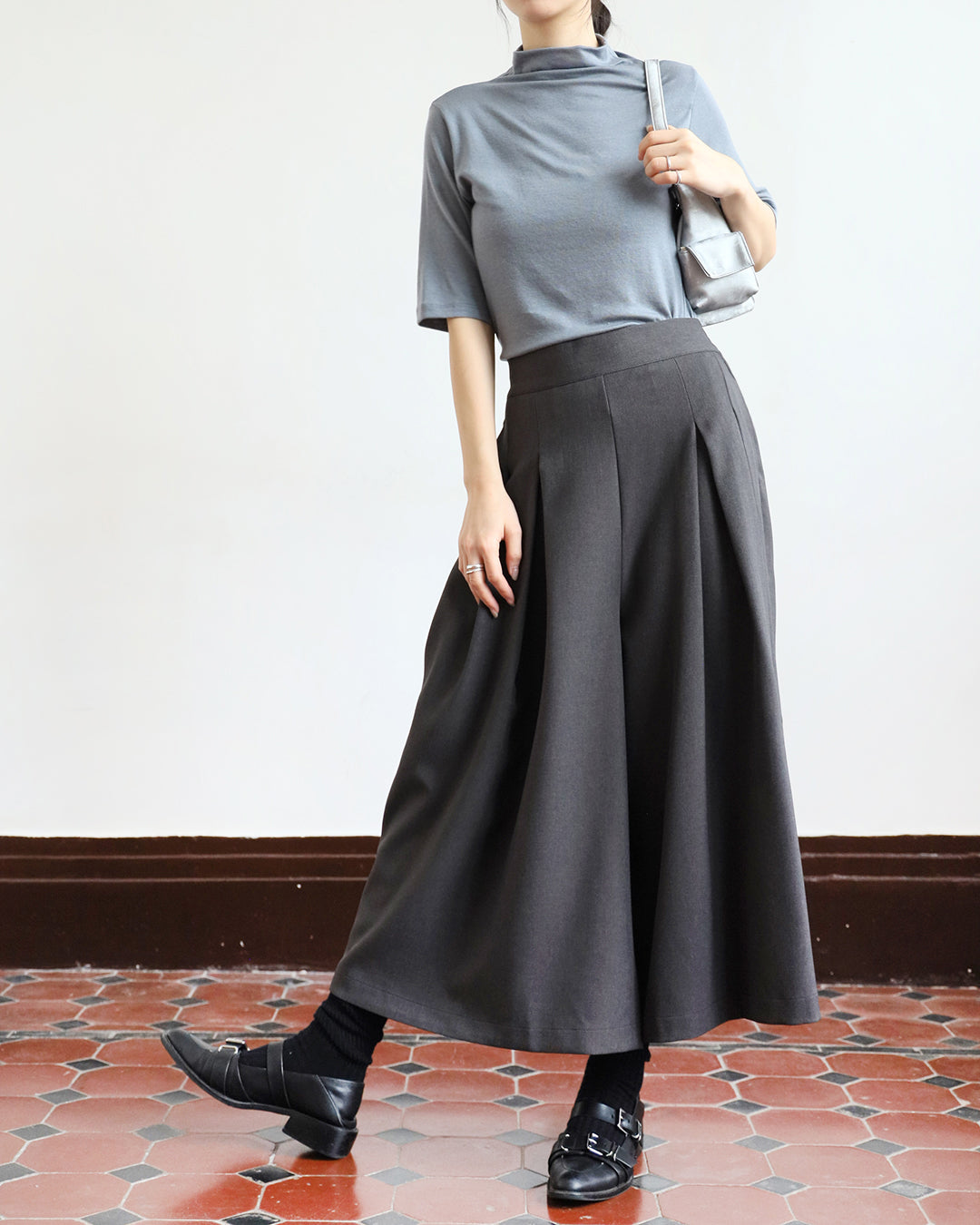 Front Pleated Crop Culottes (3 color)