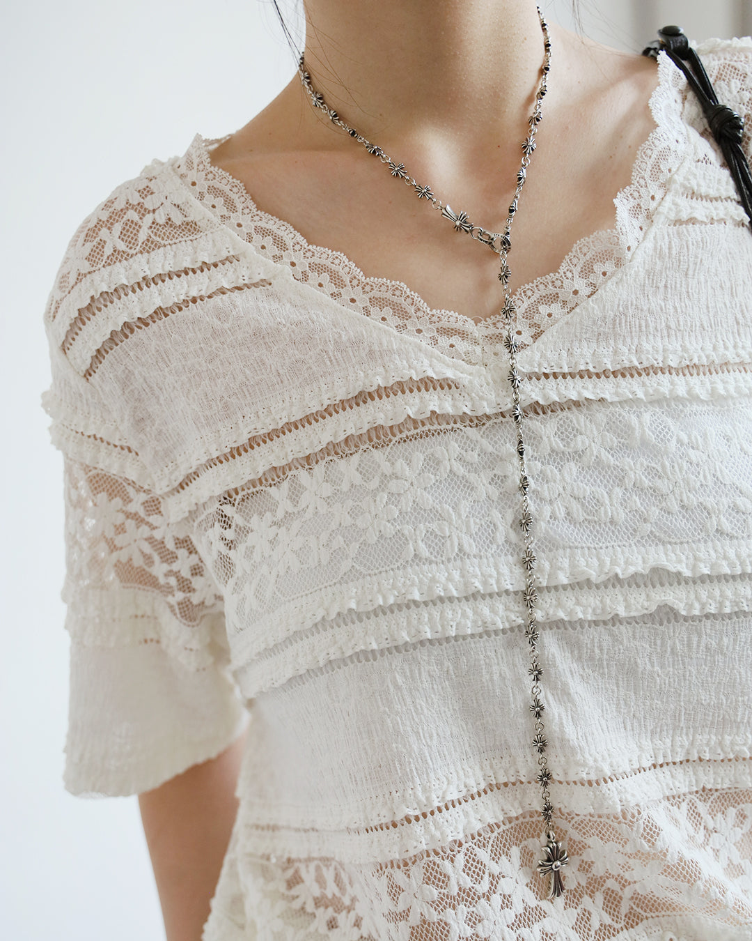 V-Neck Lace Trim Top (2 colors)
