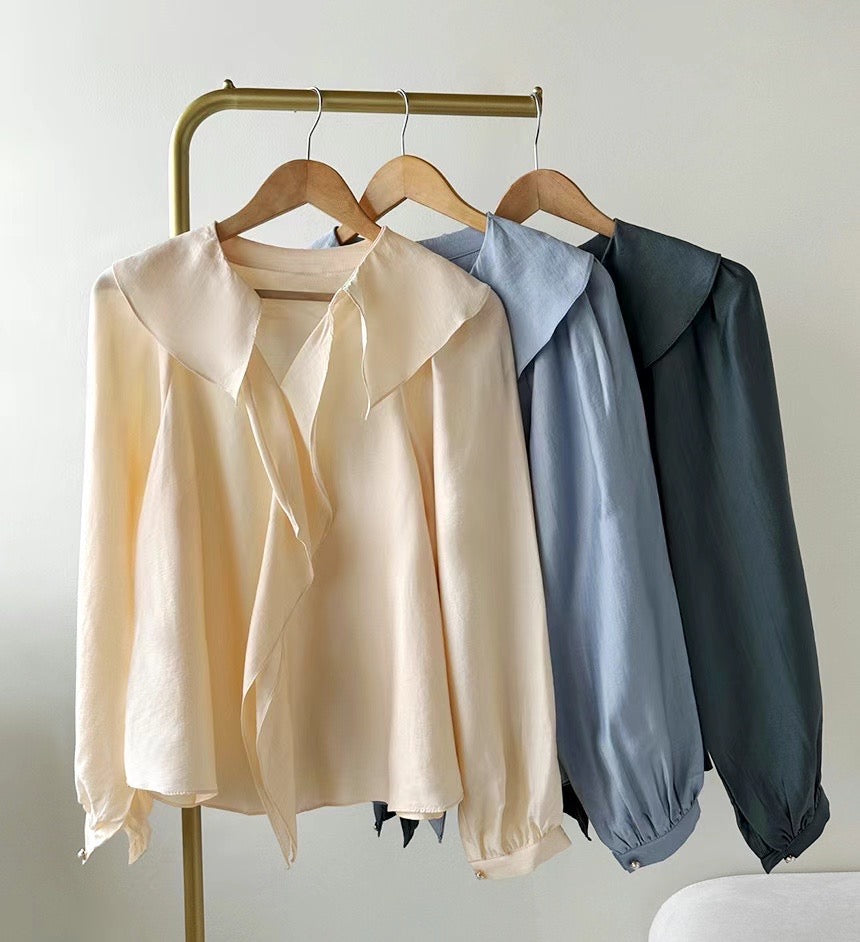 Ruffle Silky Shirt (3 color)