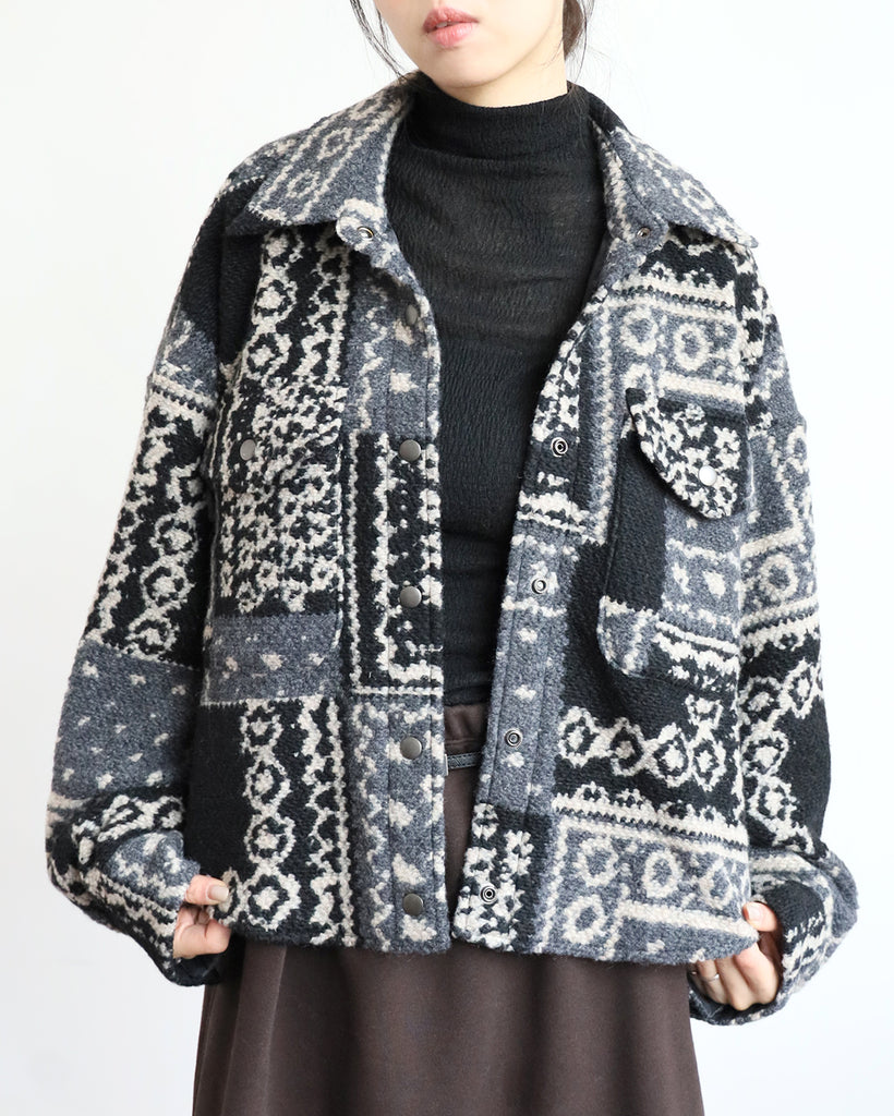 Paisley Pattern Wool Jacket (2 colors)