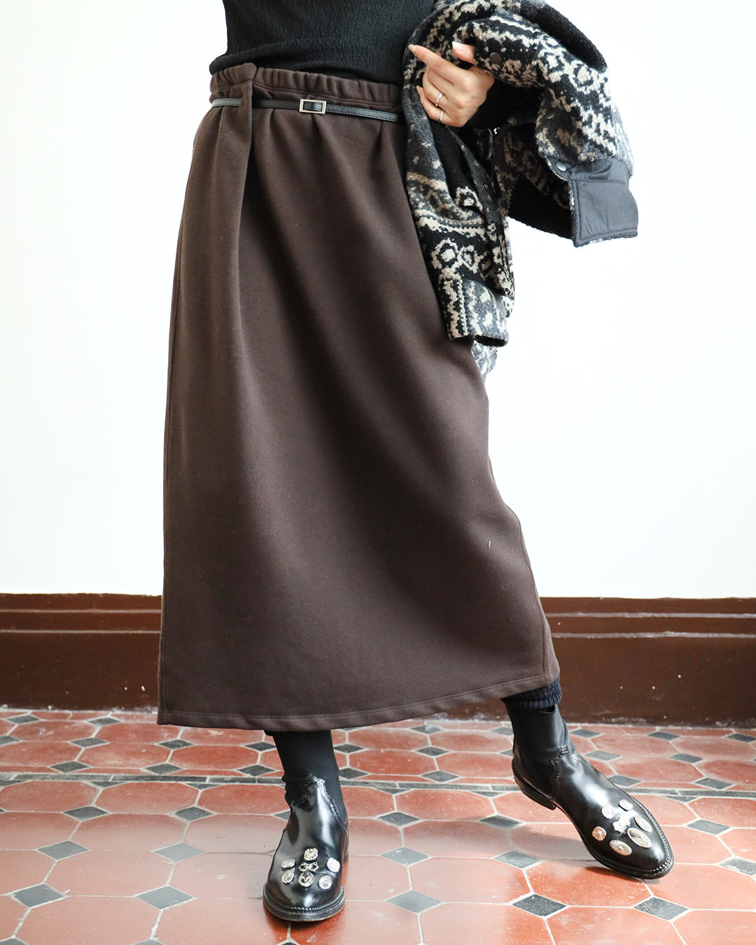 Sweat Skirt w/ Belt (3 color)