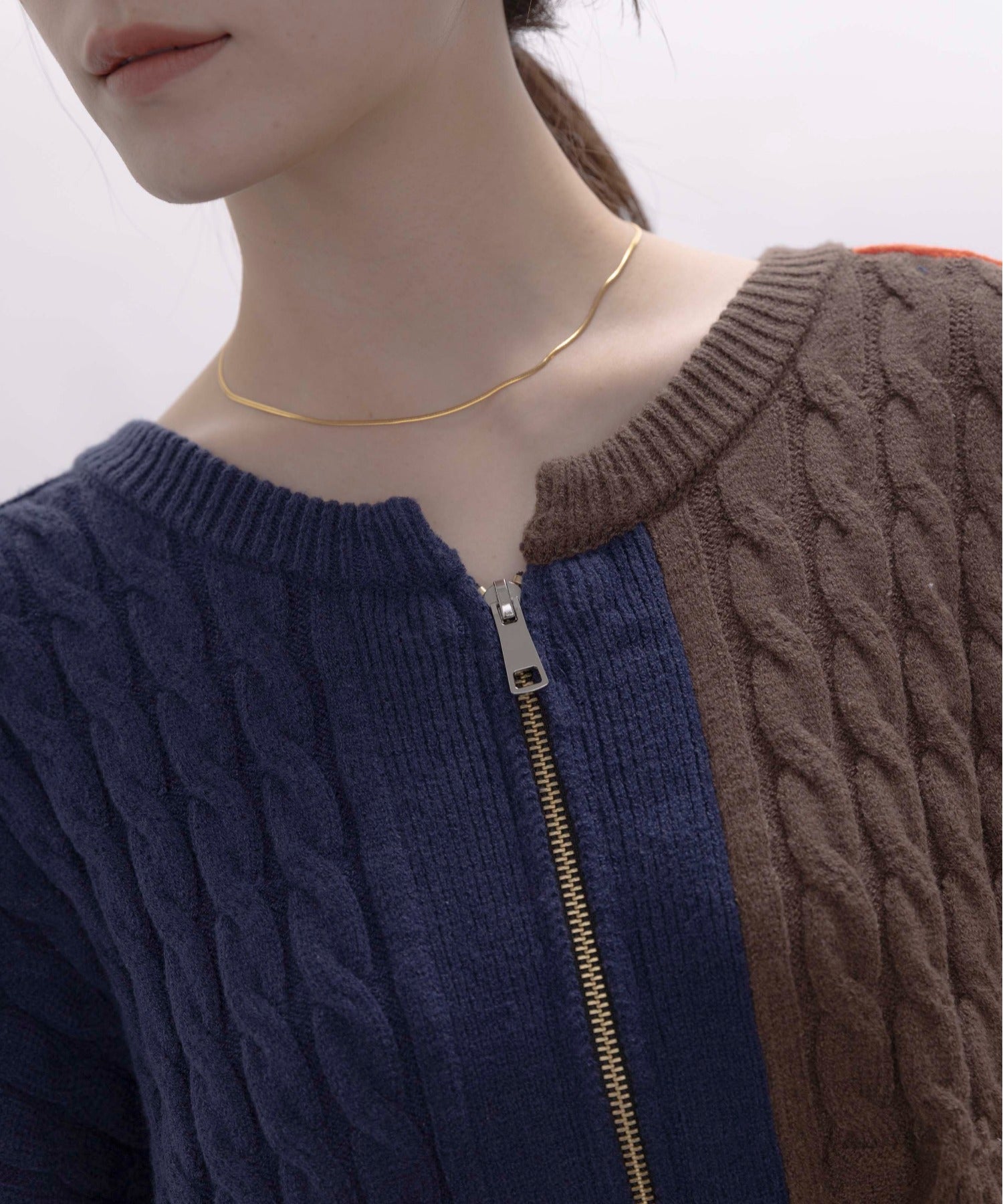 Cable Knit Zip Up Cardigan (2 color)