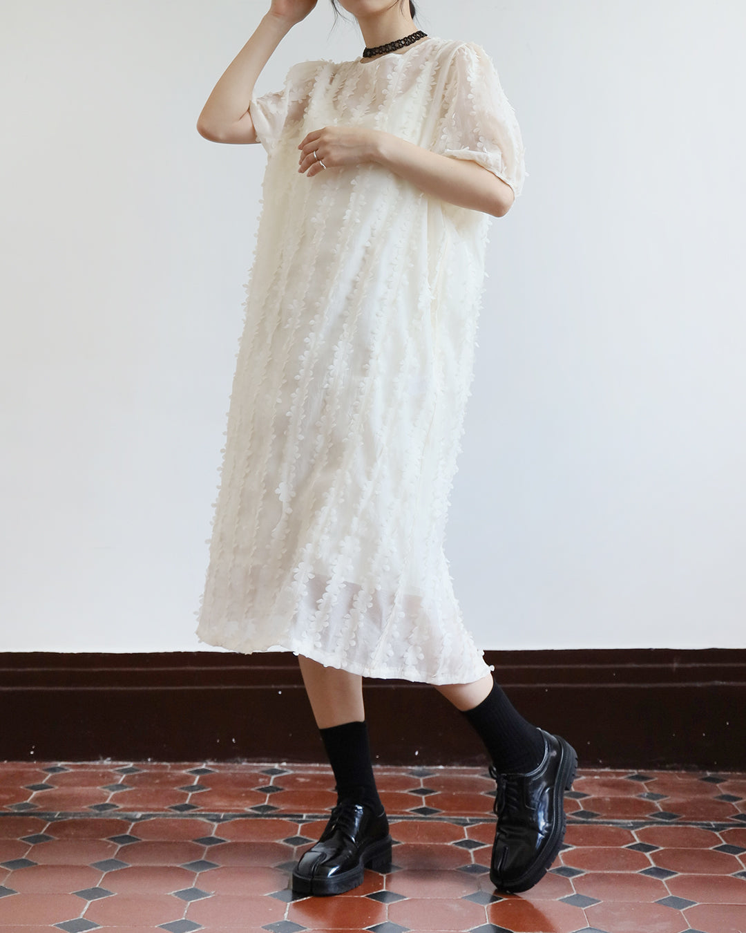 Texture Fabric Tie Back Dress