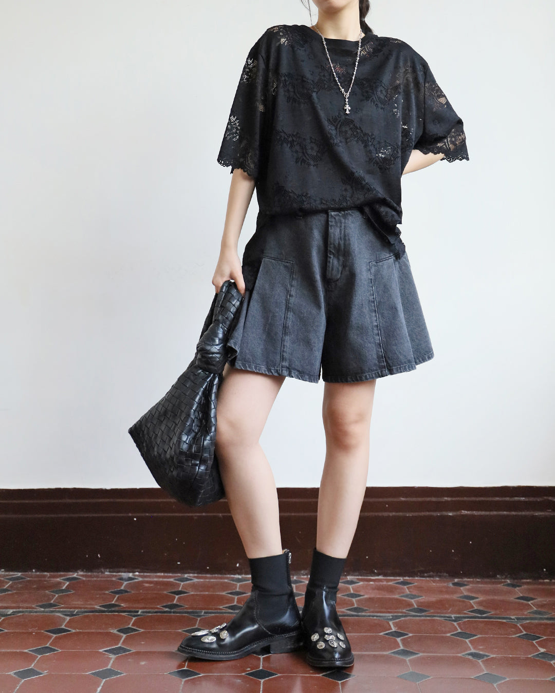 Pleated Denim Shorts (2 colors | Size S-L)