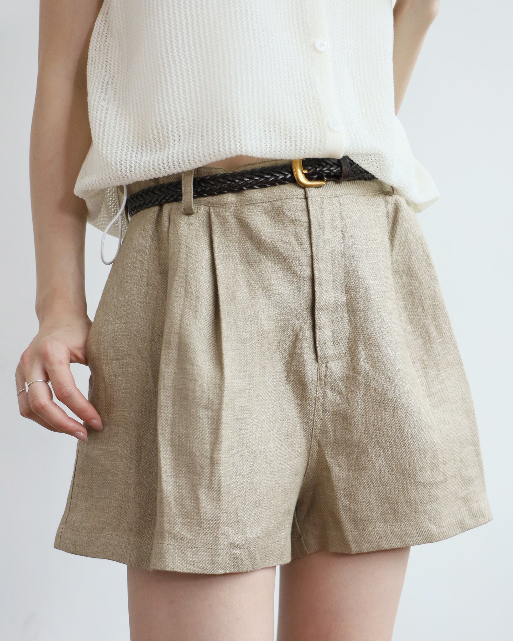 *Belted Linen Shorts (Size S-XL)