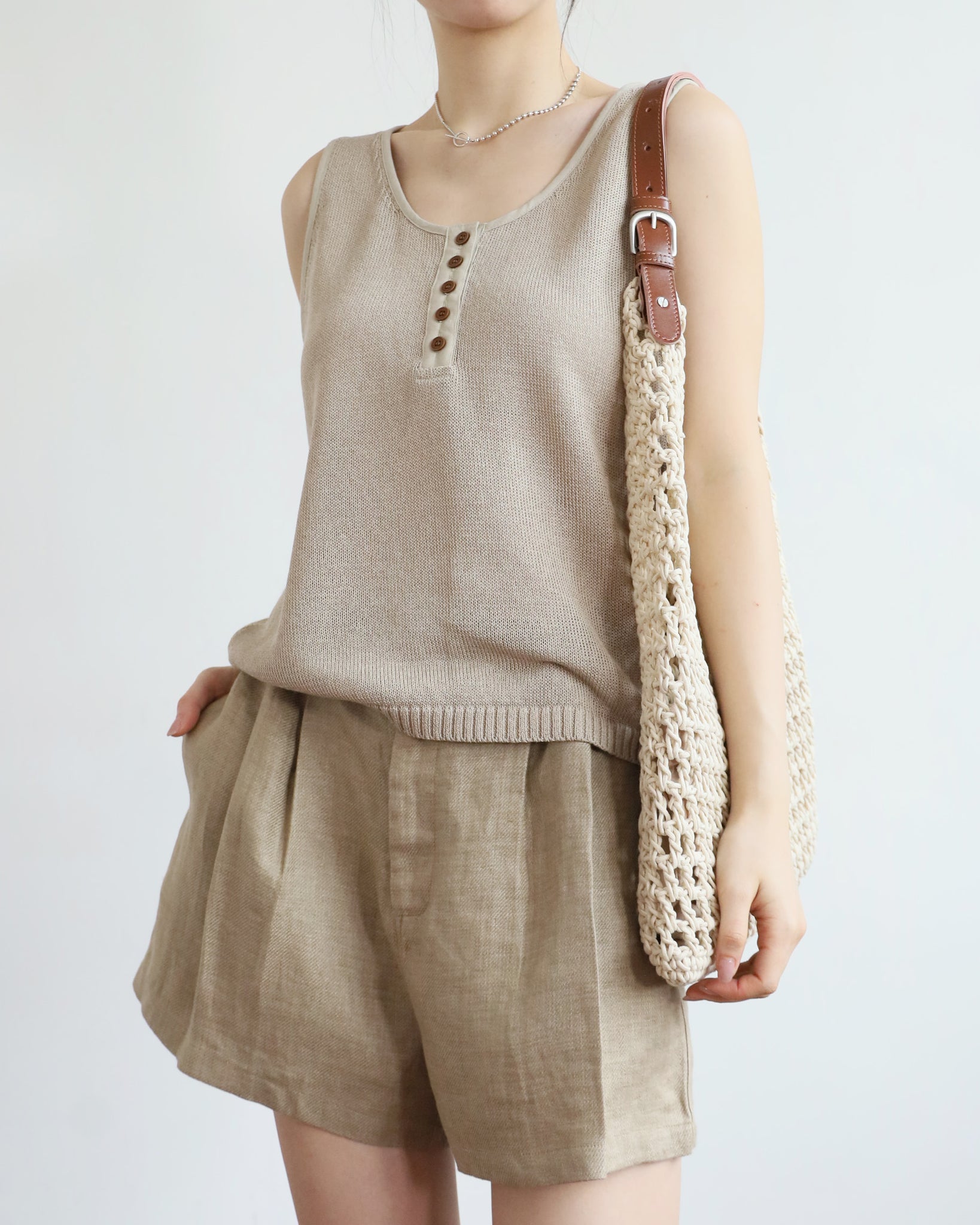 *Belted Linen Shorts (Size S-XL)