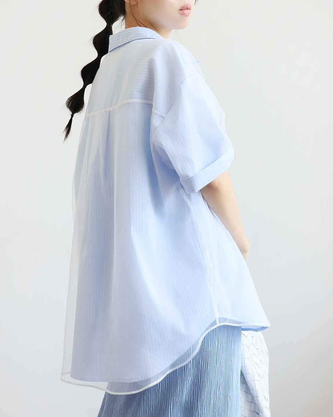 Mesh Layer Pinstripe Shirt (3 colors)