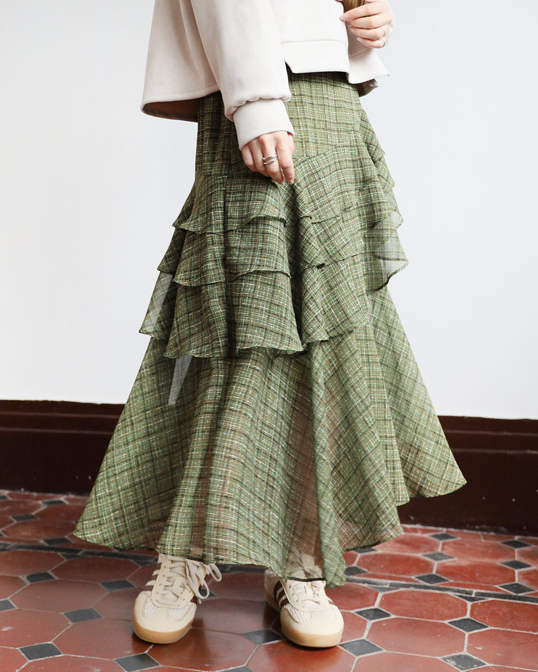 Pattern Ruffle Layer Skirt (2 color)