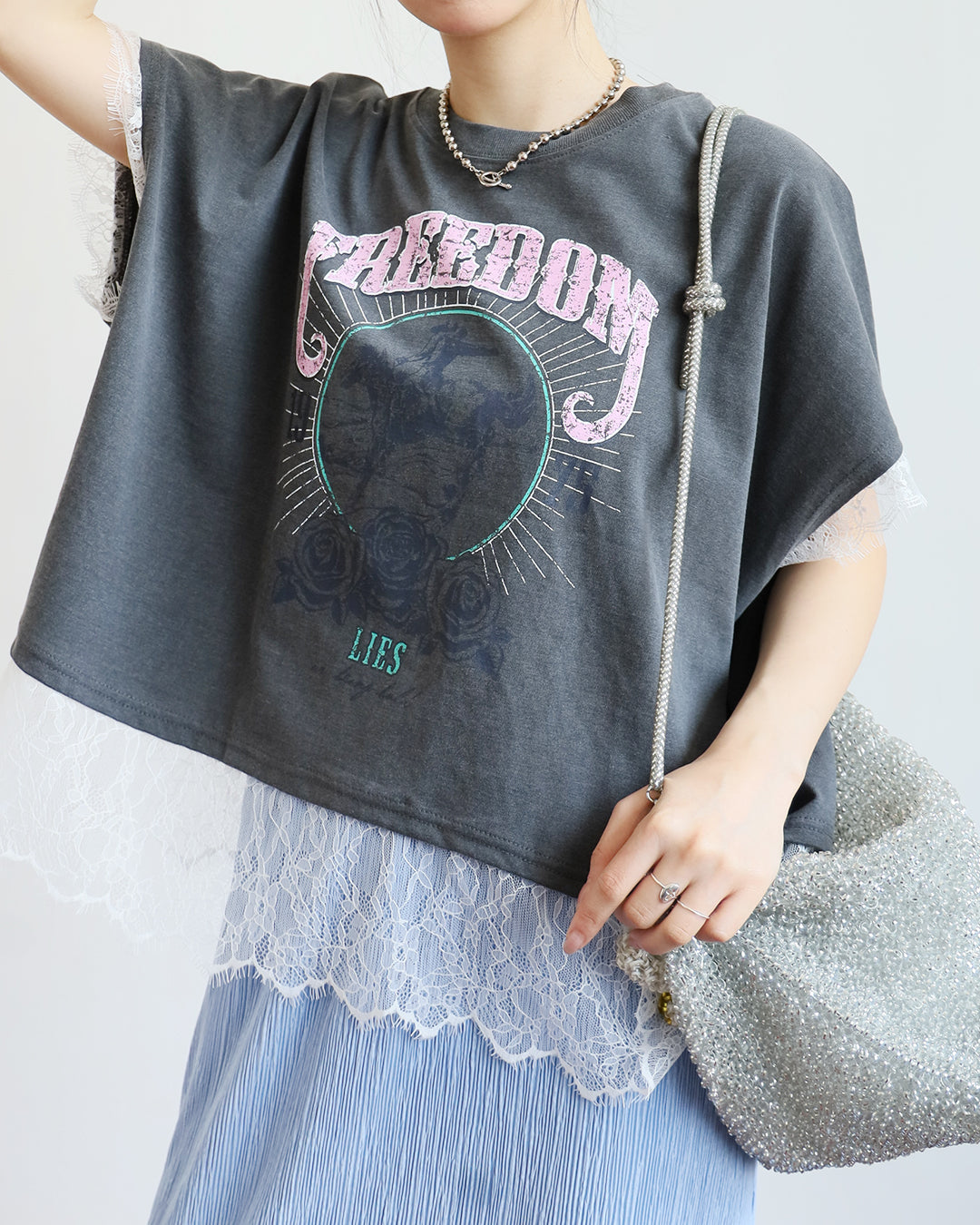 Lace Layer Printed Tee