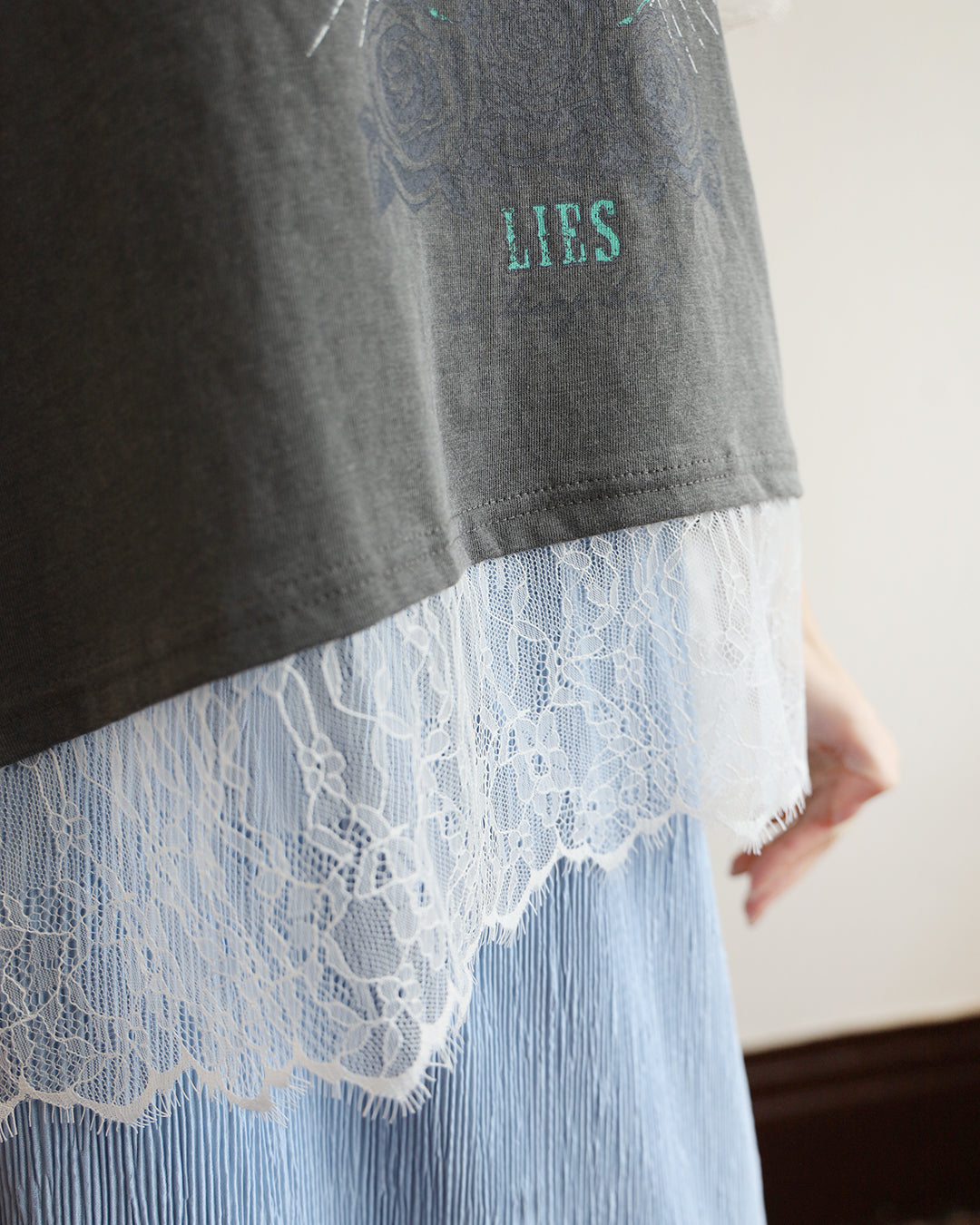 Lace Layer Printed Tee