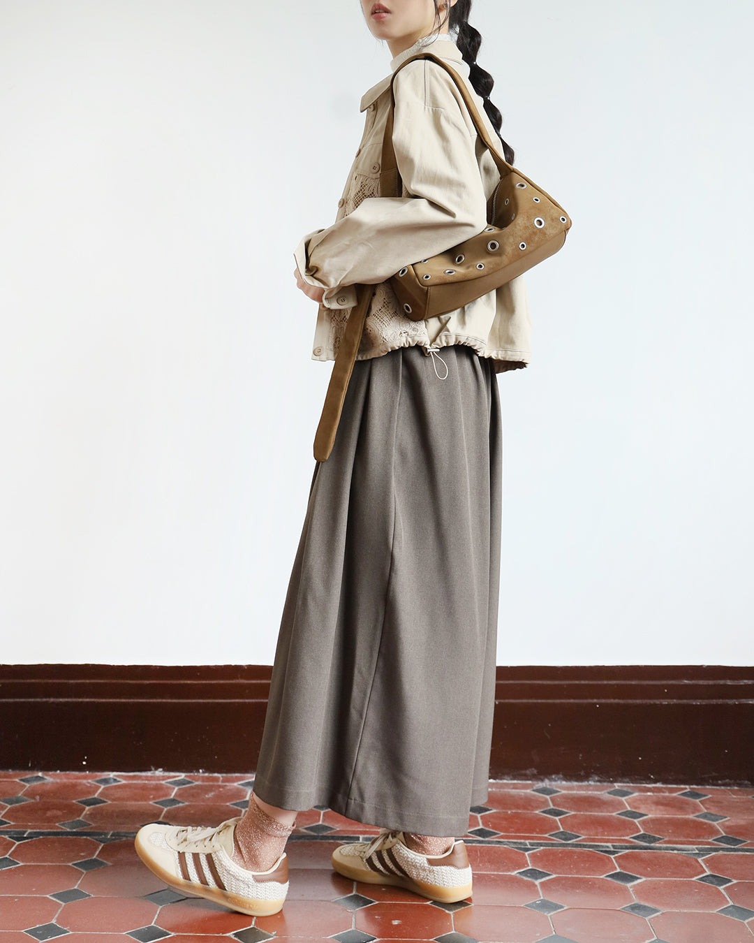 Mix Fabric Embroidery Jacket (2 color)