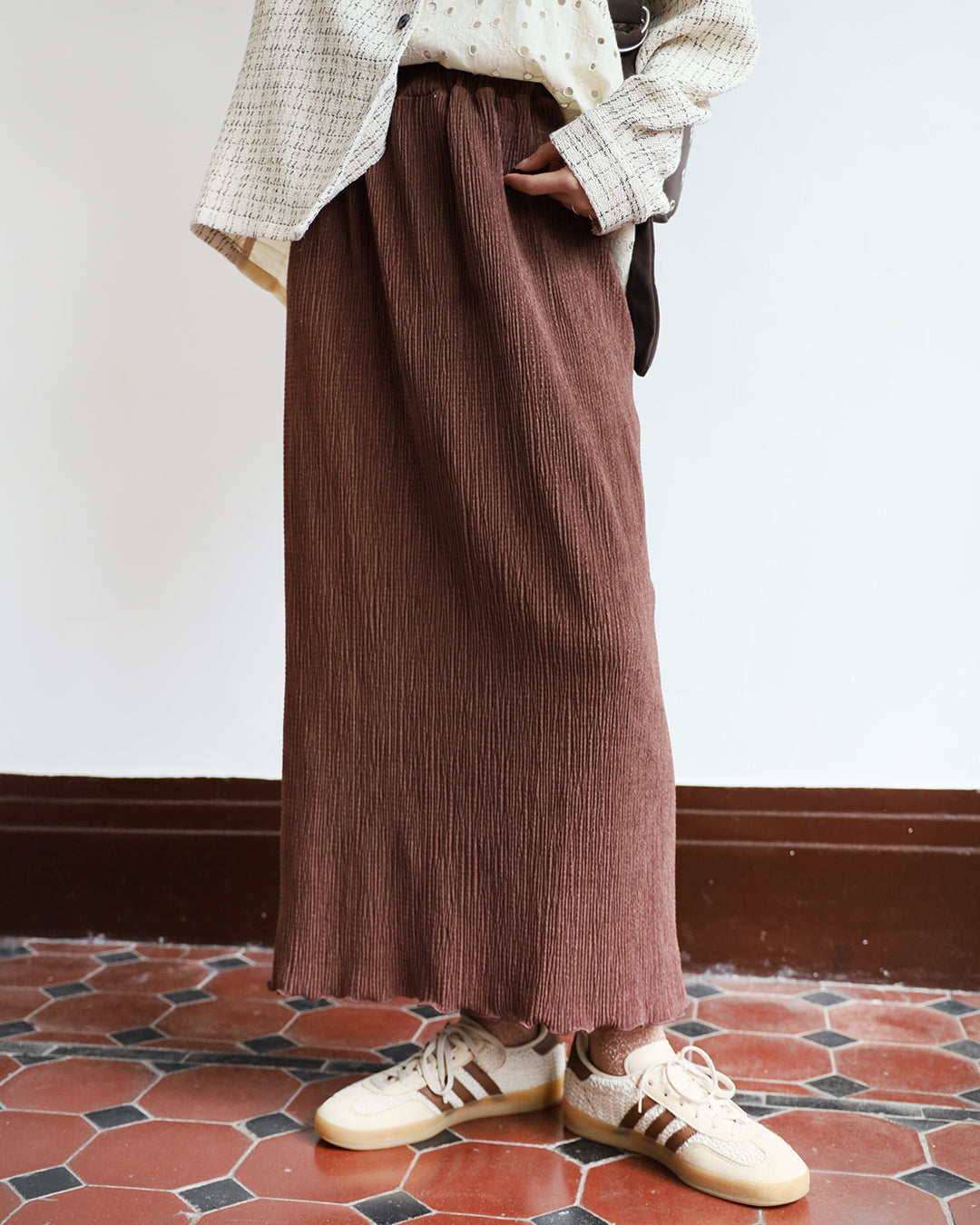 Crinkle Velvet Pencil Skirt (6 color)