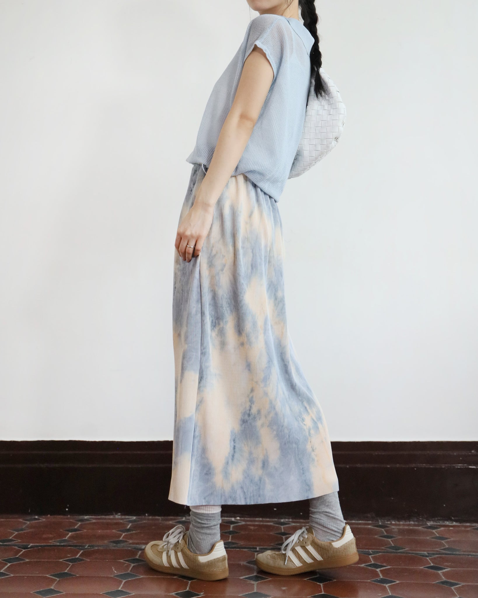 Tie Dye Pencil Pleated Skirt (2 colors)