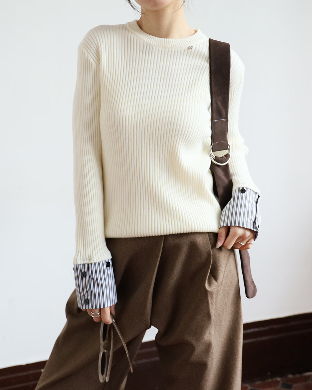 Striped Cuff Knit Top (3 color)