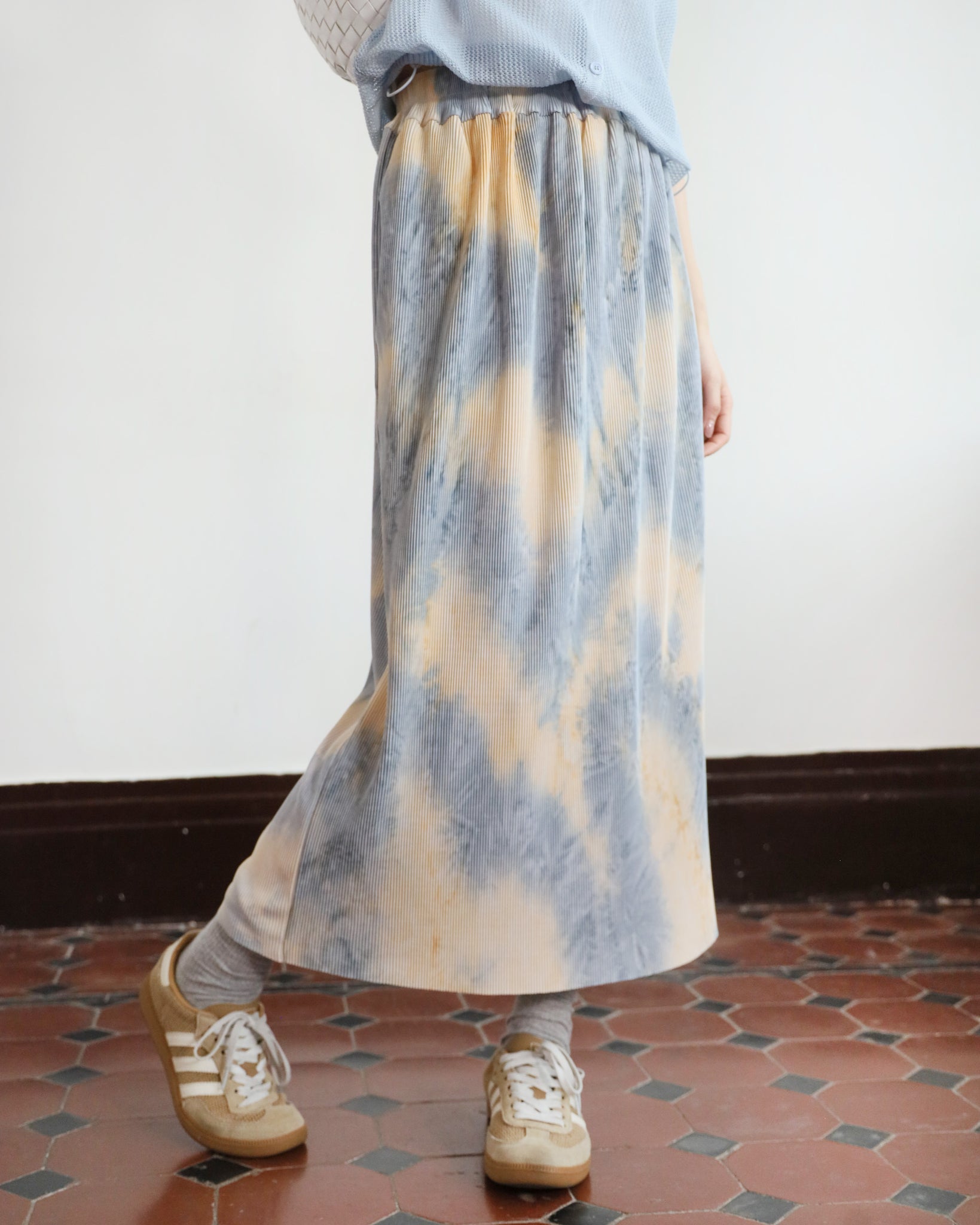 Tie Dye Pencil Pleated Skirt (2 colors)