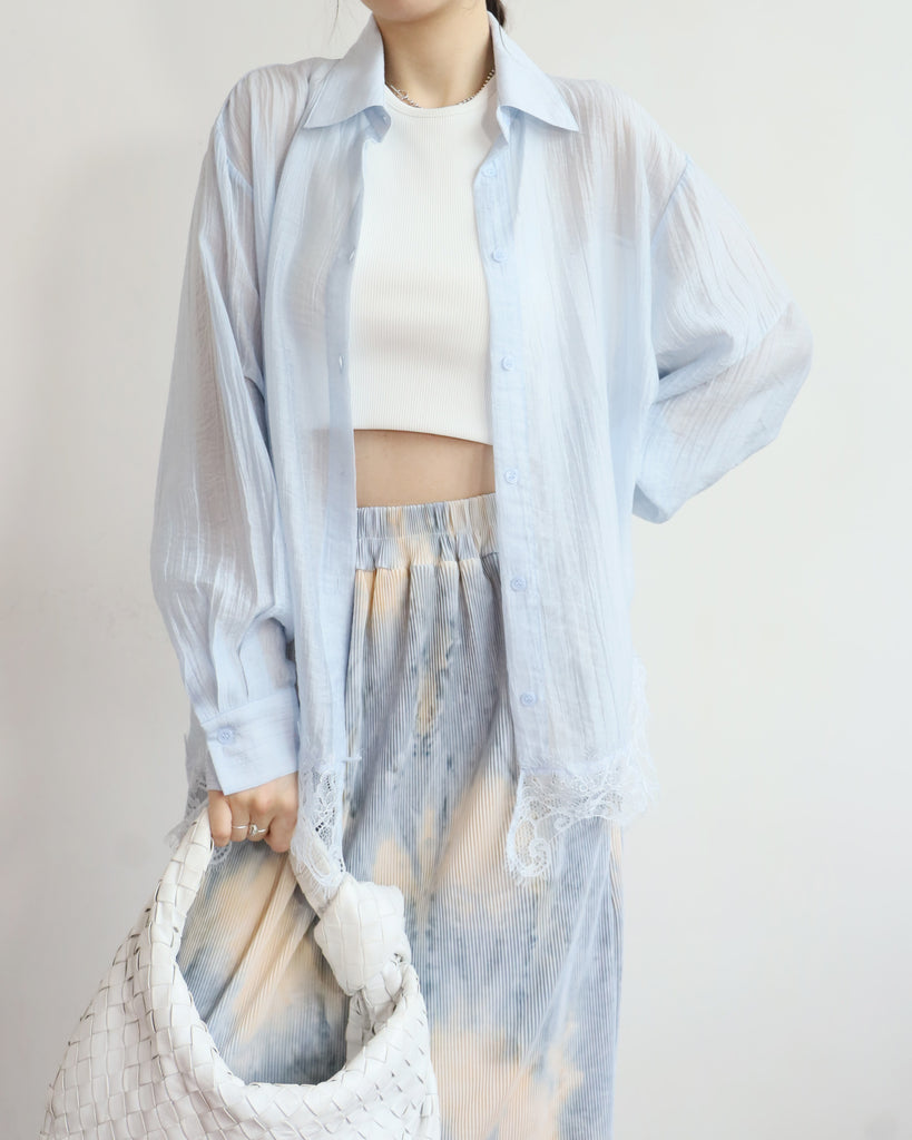 Lace Hem Shirt (2 colors)
