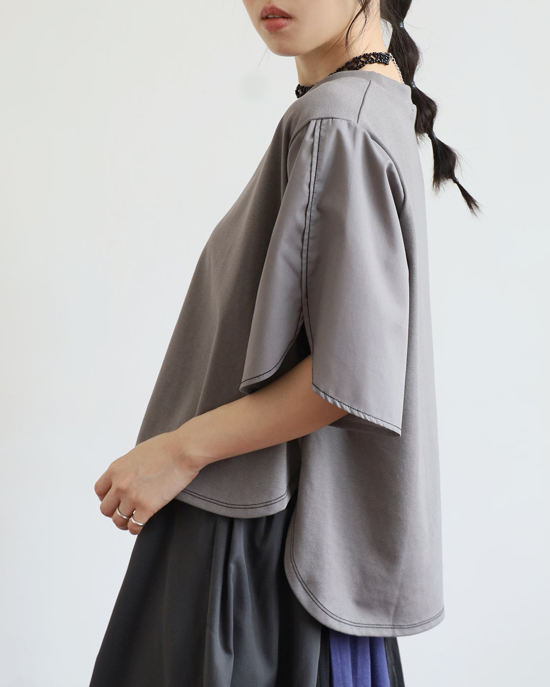 JAPAN BRAND - Mix Fabric Top (4 color)