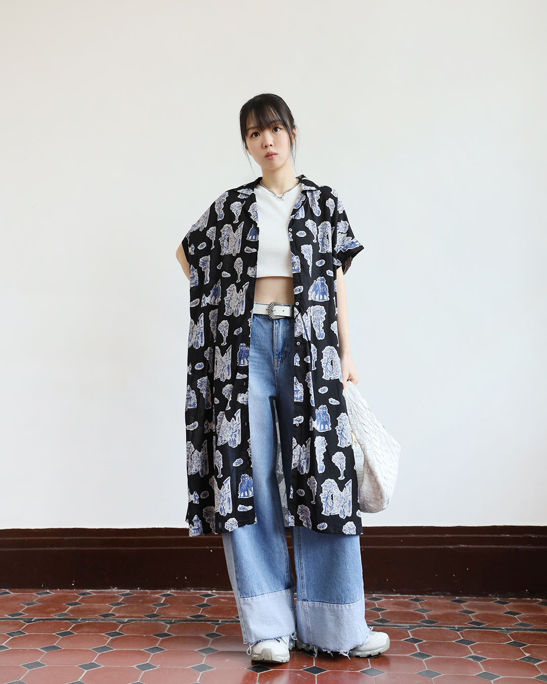 Wide Leg Patch Jeans (Size S-XL)