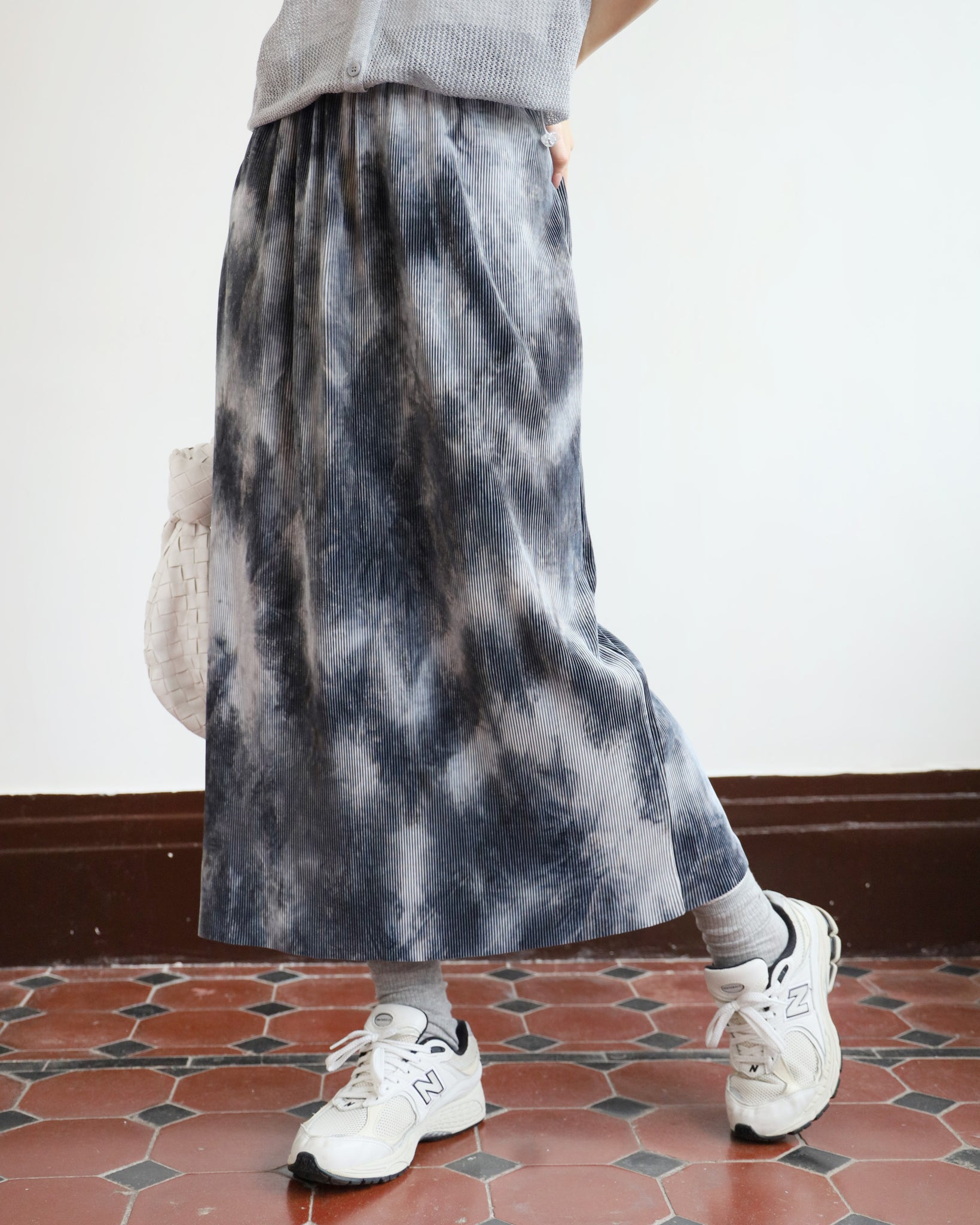 Tie Dye Pencil Pleated Skirt (2 colors)
