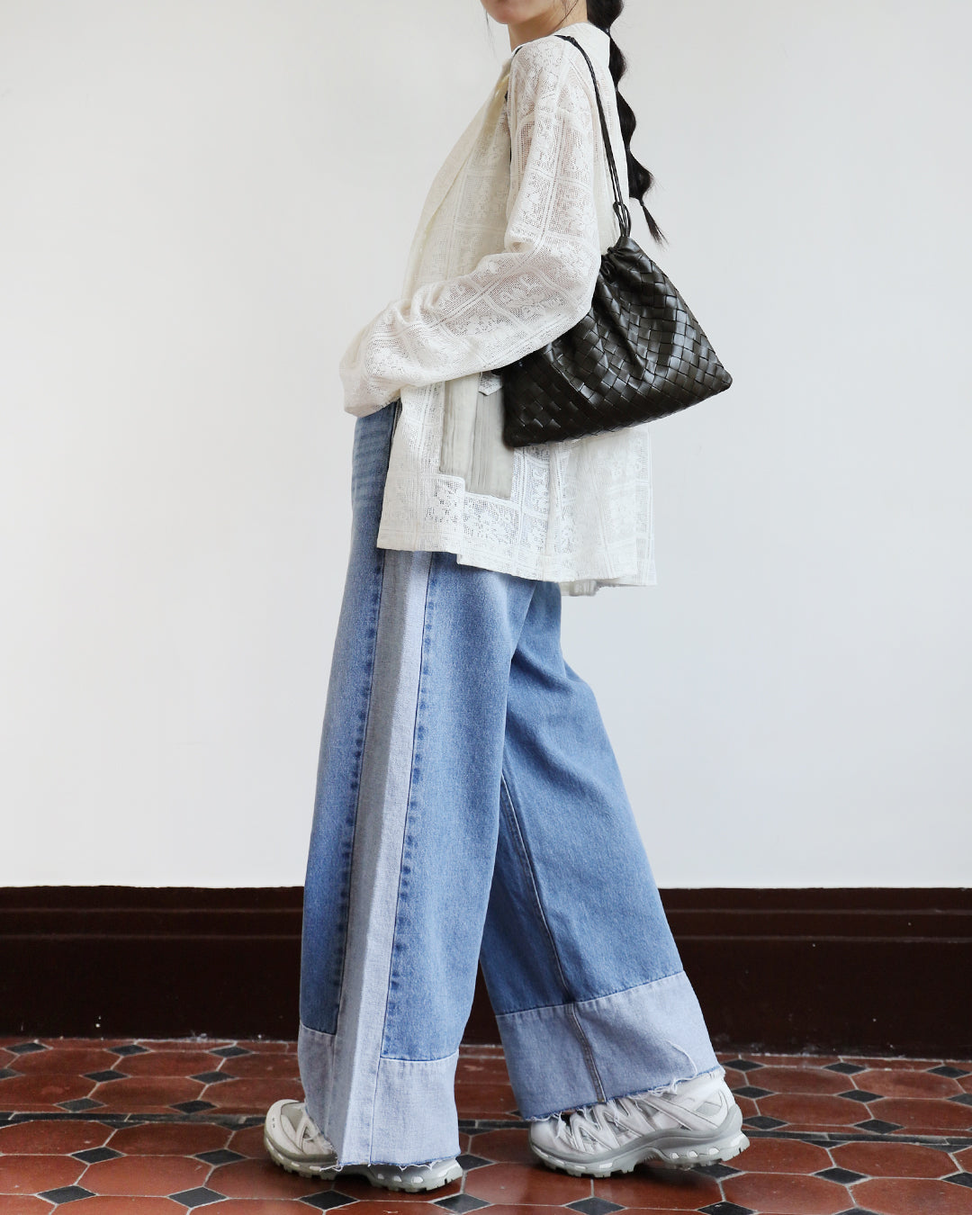 Wide Leg Patch Jeans (Size S-XL)