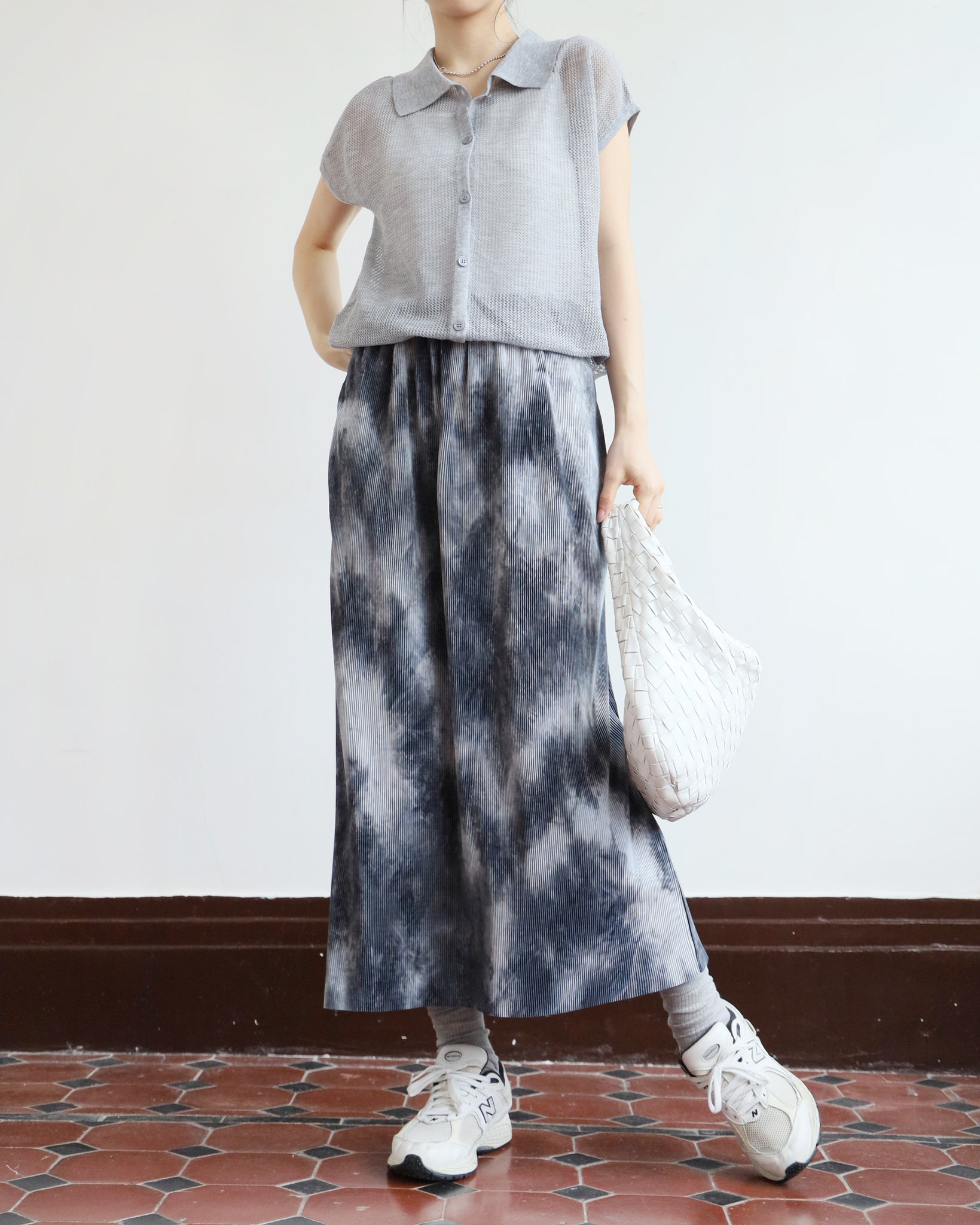 Tie Dye Pencil Pleated Skirt (2 colors)