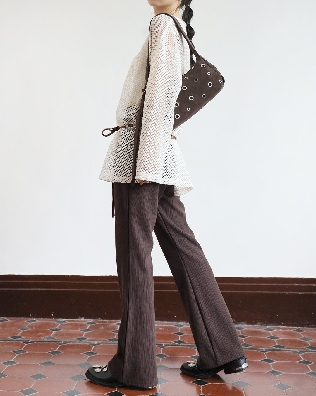 Crinle Fabric Flared Pants (2 color)