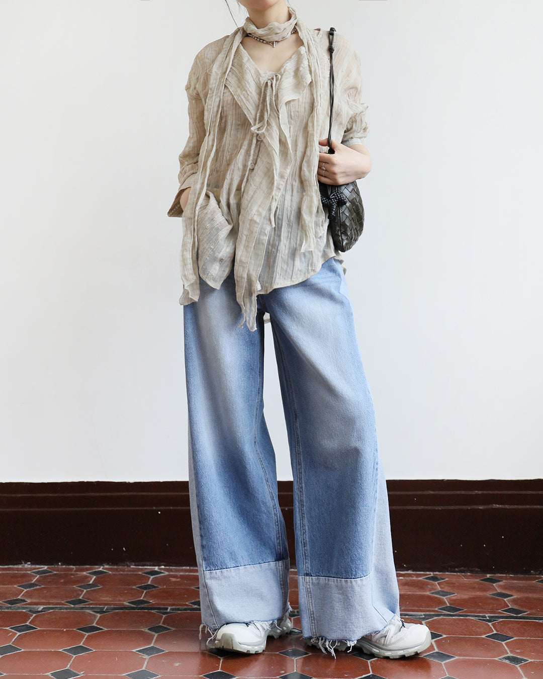 Wide Leg Patch Jeans (Size S-XL)