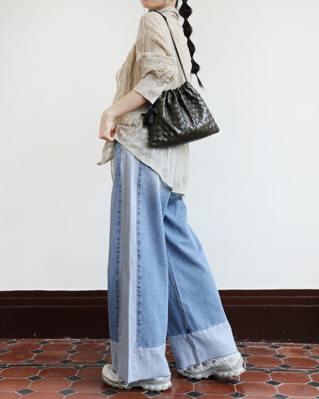 Wide Leg Patch Jeans (Size S-XL)