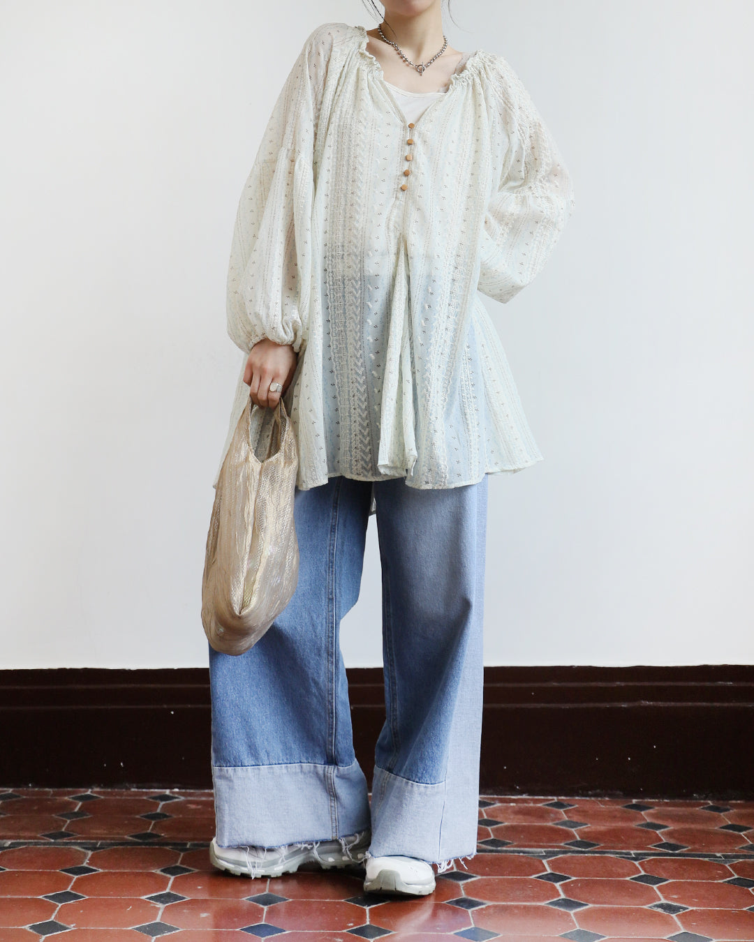 Wide Leg Patch Jeans (Size S-XL)
