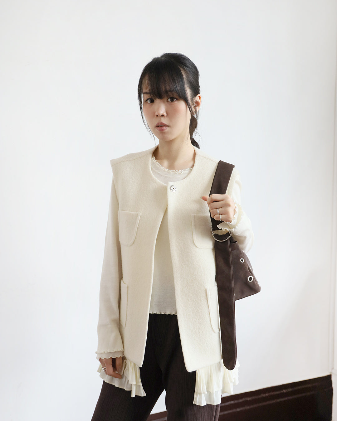 Ruffle Hem Wool Vest (3 color)