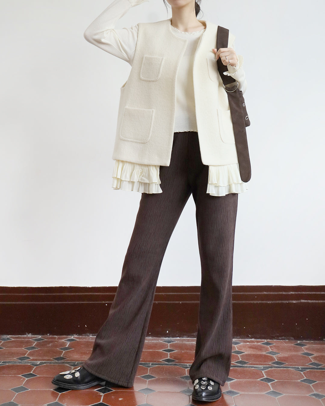 Ruffle Hem Wool Vest (3 color)