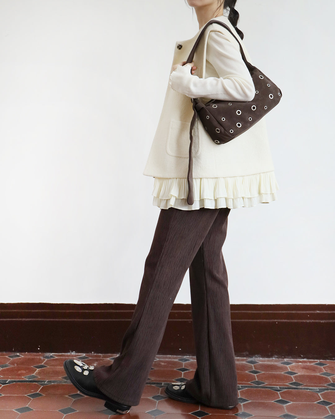 Crinle Fabric Flared Pants (2 color)